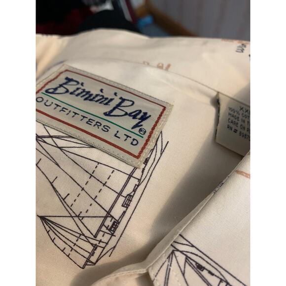 Bimini Bay Outfitters Button Up Short Sleeve NWOT Cream Ships Nautical Mens XXL - Picture 7 of 7